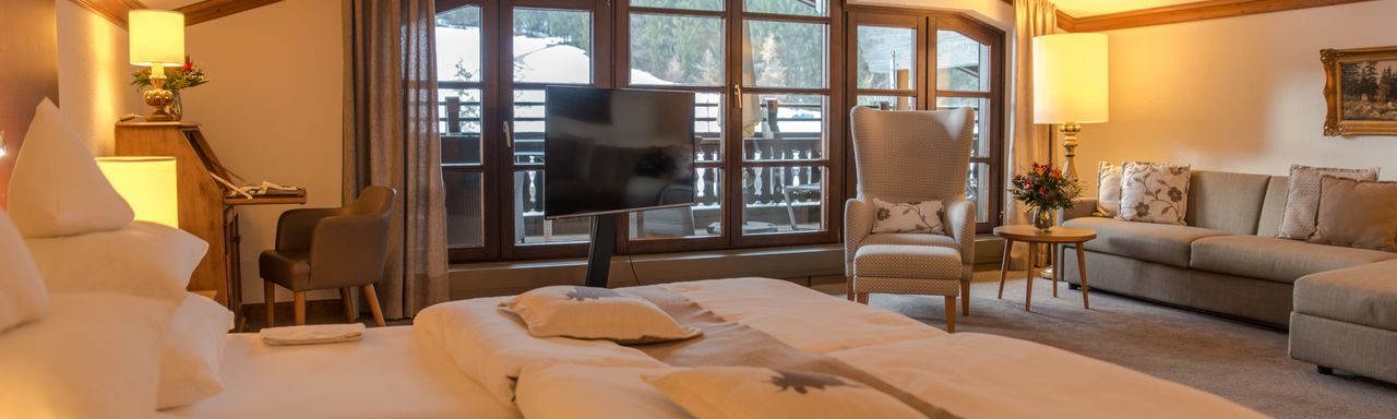 Suite mit 1 Schlafzimmer und Balkon mit Blick auf die Berge